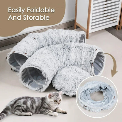 Cozy Donut Plush Cat Tunnel Bed